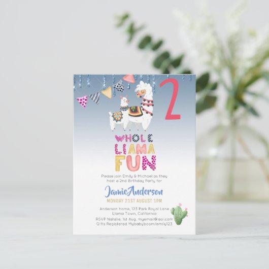 フィエスタラマママ2ndバースデーボーイガールウォーター色 ポストカード (スタンド正面)