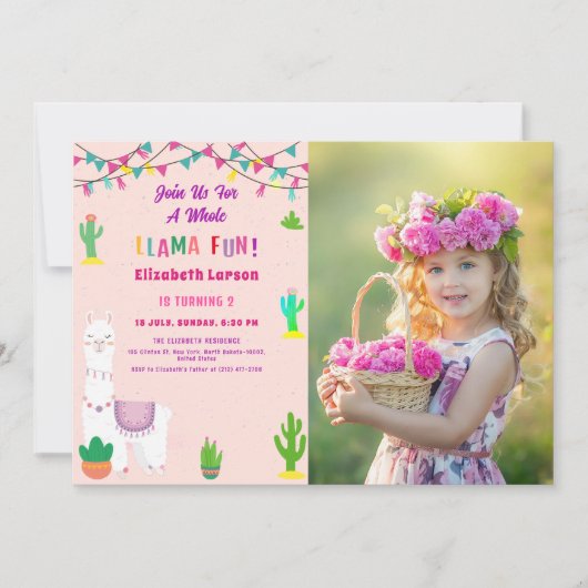 フィエスタラマ子供の誕生日写真 招待状 (正面)