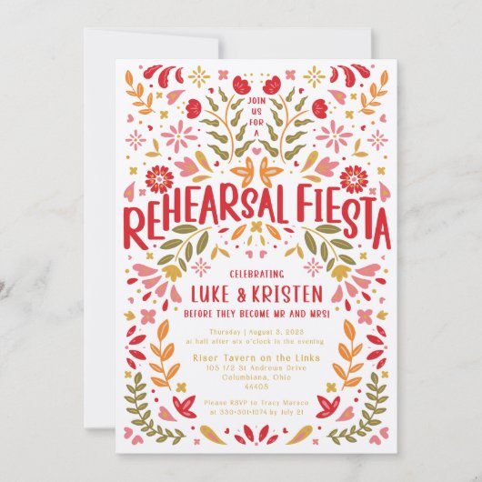 フィエスタリハーサルディナー – ルカとクリス 招待状 (正面)