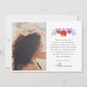 フィエスタレッドフローラフォトキンチェニェラサンキューカード 招待状 (裏面)