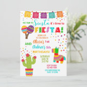 フィエスタ兄弟姉妹女の子の誕生日の招待招待状。 招待状 (スタンド正面)