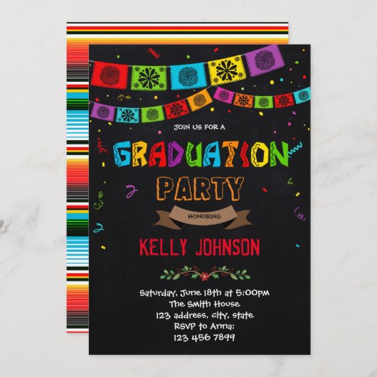 フィエスタ卒業テーマパーティー招待状 招待状 (正面/裏面)