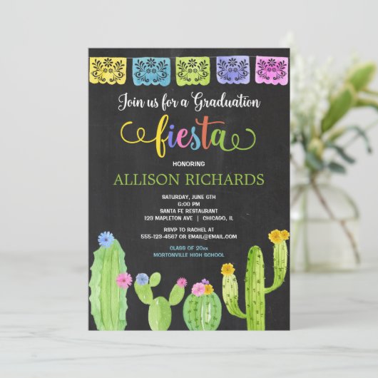 フィエスタ卒業パーティー,水彩サボテンのフィエスタ 招待状 (スタンド正面)
