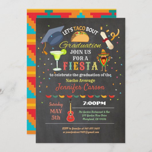 フィエスタ卒業式カルボードタコ 招待状 (正面/裏面)