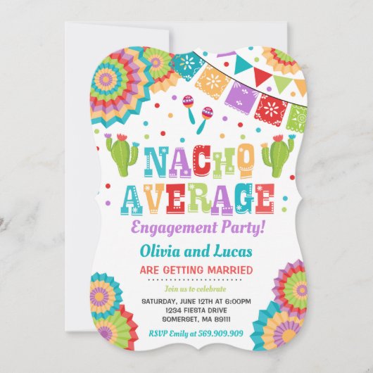 フィエスタ婚約パーティ招待状ナチョ平均パーティー 招待状 (正面)