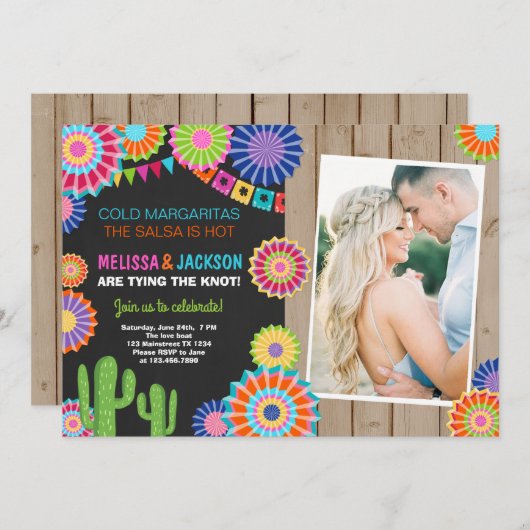 フィエスタ婚約パーティ招待状メキシカンチョーク 招待状 (正面/裏面)