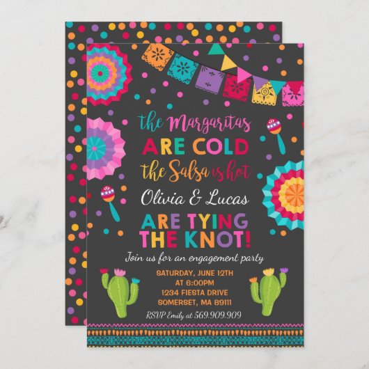 フィエスタ婚約パーティ招待状メキシコパーティー 招待状 (正面/裏面)