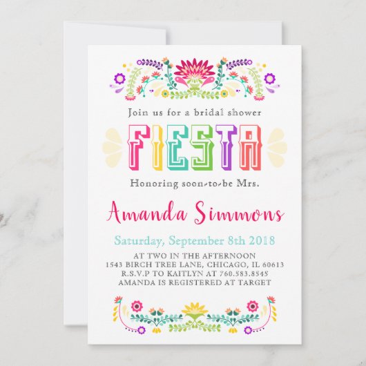 フィエスタ招待状ブライダルシャワー誕生日招待状 招待状 (正面)