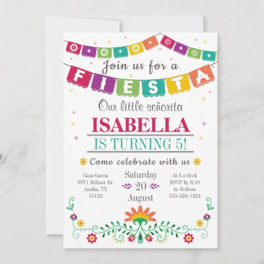 フィエスタ招待状誕生日招待状オールエイジズ 招待状 (正面)