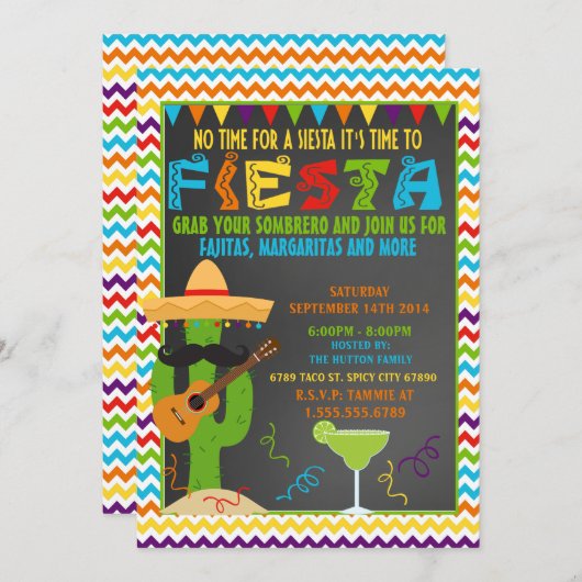 フィエスタ招待状-メキシコパーティの招待状 招待状 (正面/裏面)
