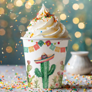 フィエスタ水彩サボテン乳汁多肉性メキシコパーティー 紙コップ