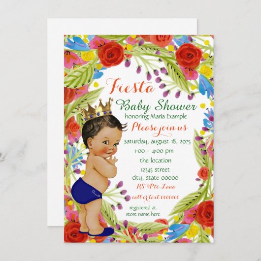 フィエスタ男の赤ちゃんシャワー 招待状 (正面/裏面)