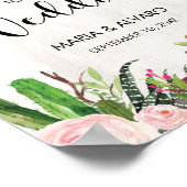 フィエスタ結婚のウェルカムサインフローラサボテンのポスター ポスター (角)