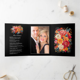 フィエスタ結婚のゲスト詳細、写真&QRコード 三つ折り招待状