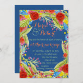 フィエスタ結婚ズブルー 招待状 (正面/裏面)