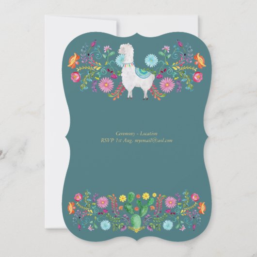 フィエスタ結婚ズラマフォークフラワーズカクティー招待状 招待状 (裏面)