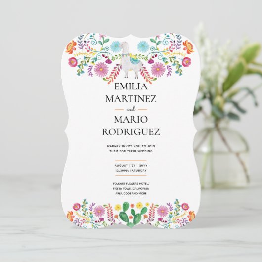 フィエスタ結婚ズラマフォークフラワーズカクティー招待状 招待状 (スタンド正面)