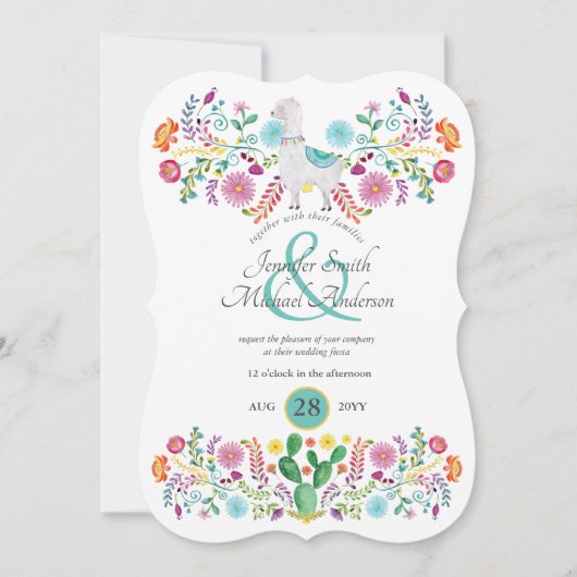 フィエスタ結婚ズラマフォークフラワーズカクティー 招待状 (正面)
