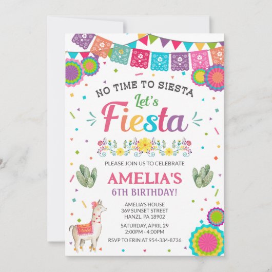 フィエスタ誕生日の招待状 招待状 (正面)