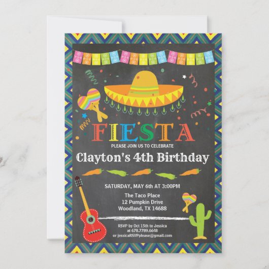 フィエスタ誕生日の男の子か子供への招待 招待状 (正面)