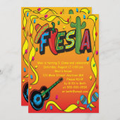 フィエスタ誕生日またはパーティの招待状 招待状 (正面/裏面)