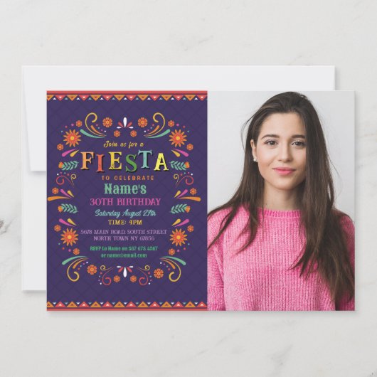 フィエスタ誕生日パーティー招待状メキシコ写真メキシコ 招待状 (正面)