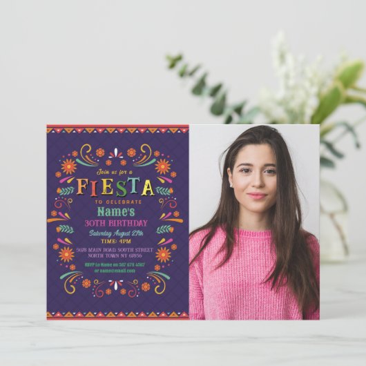 フィエスタ誕生日パーティー招待状メキシコ写真メキシコ 招待状 (スタンド正面)