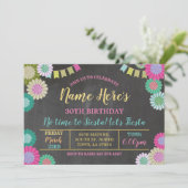 フィエスタ誕生日フローラメキシコファンピンク旗 招待状 (スタンド正面)