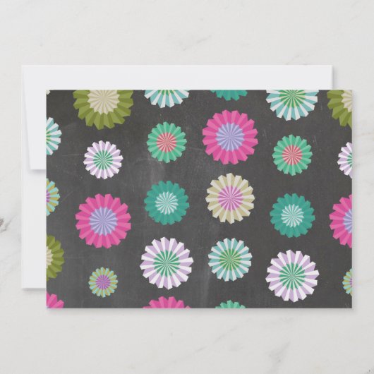 フィエスタ誕生日フローラメキシコファンピンク旗 招待状 (裏面)