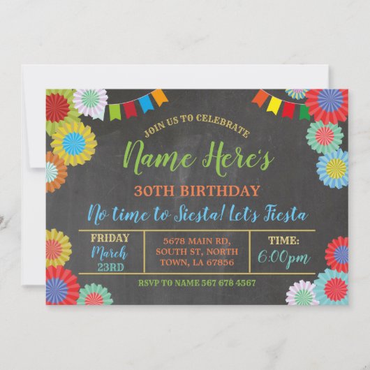 フィエスタ誕生日フローラメキシコファンブライト 招待状 (正面)