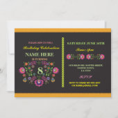 フィエスタ誕生日メキシカンフローラルパターン招待状 招待状 (正面)