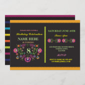 フィエスタ誕生日メキシカンフローラルパターン招待状 招待状 (正面/裏面)