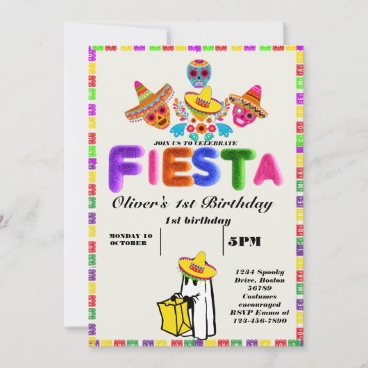 フィエスタ誕生日招待状シャルボードメキシコ 招待状 (正面)