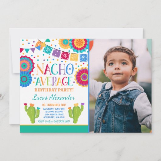 フィエスタ誕生日招待状ナチョ平均パーティー 招待状 (正面)