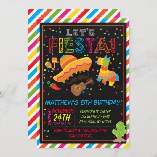 フィエスタ誕生日招待状フィエスタパーティー 招待状 (正面/裏面)