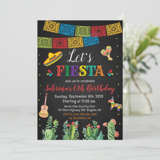 フィエスタ誕生日招待状メキシカンサボテンをテーマにした 招待状 (スタンド正面)