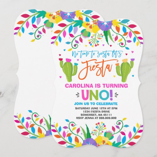 フィエスタ誕生日招待状メキシコ誕生日フィエスタ 招待状 (正面/裏面)