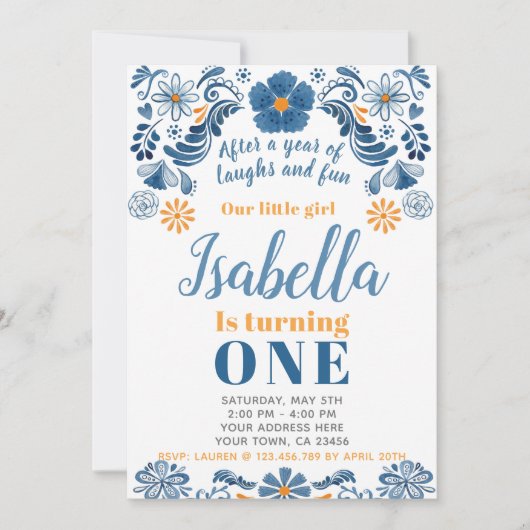 フィエスタ誕生日招待状、フローラパーティー招待状 招待状 (正面)