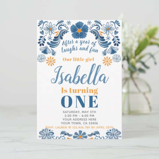 フィエスタ誕生日招待状、フローラパーティー招待状 招待状 (スタンド正面)