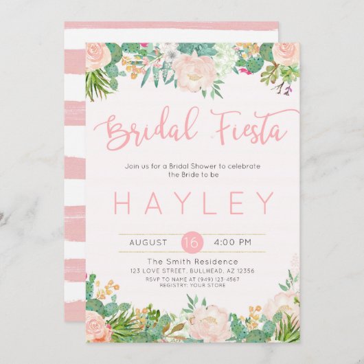 フィエスタ赤面フローラ多肉性ブライダルシャワー招待状 招待状 (正面/裏面)