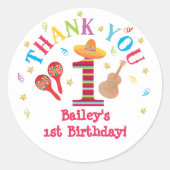 フィエスタ1歳の誕生日ありがとうメキシカラフルコ ラウンドシール (正面)