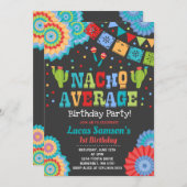 フィエスタ1歳誕生日招待状ナチョ平均パーティー 招待状 (正面/裏面)