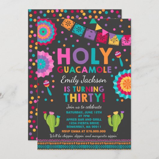 フィエスタ30th誕生日招待状ホーリーグアカモール30 招待状 (正面/裏面)