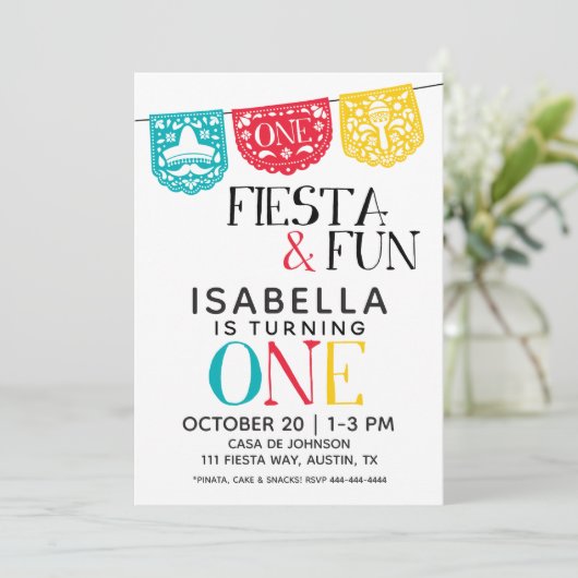 フィエスタ&おもしろいファースト誕生日招待状 招待状 (スタンド正面)