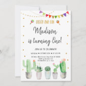 フィエスタ&おもしろい金ゴールドフィエスタファースト誕生日 招待状 (正面)