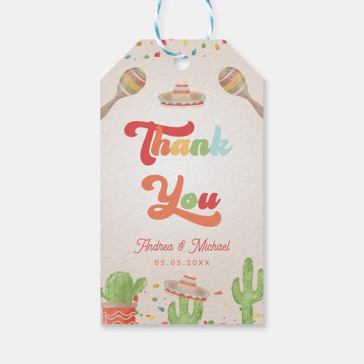 フィエスタ ウェディング シャワー グルーヴィー サンクス ギフトタグ (裏面)