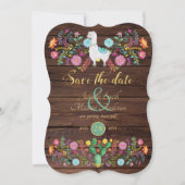 フィエスタ ウェディング セーブ・ザ・デート ラマ フォーク フラワー 招待状 (正面)