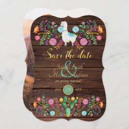 フィエスタ ウェディング セーブ・ザ・デート ラマ フォーク フラワー 招待状