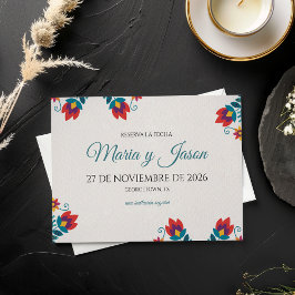 フィエスタ エレガント カラフル フラワー スペイン 結婚式 セーブザデート