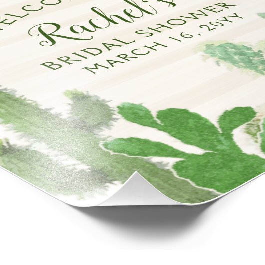 フィエスタ カクタス ゴールド スクリプト ブライダル シャワー ウェルカム フォトプリント (角)